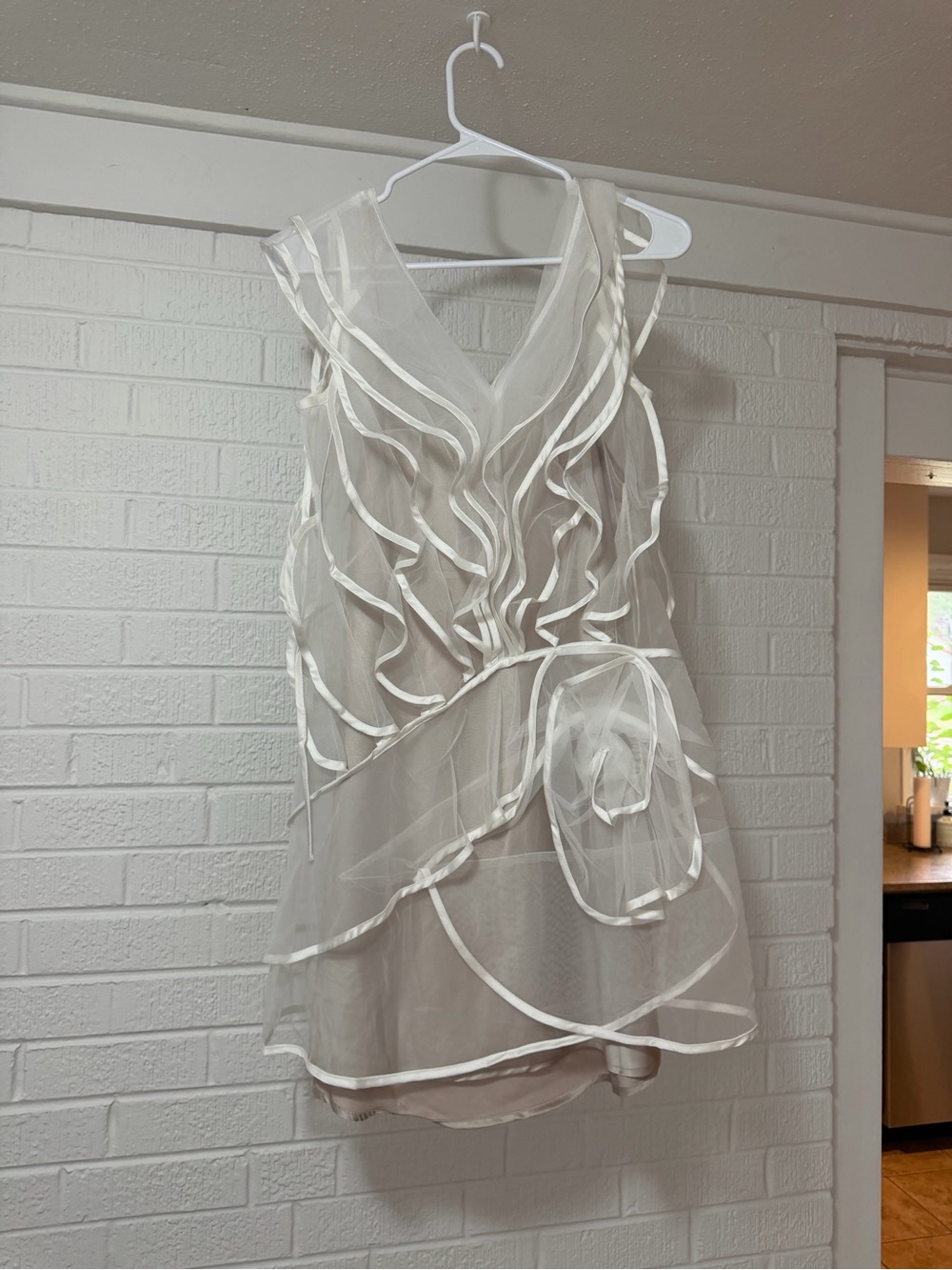 12th Tribe White Ruffle-Trim Sheer Swim Coverup